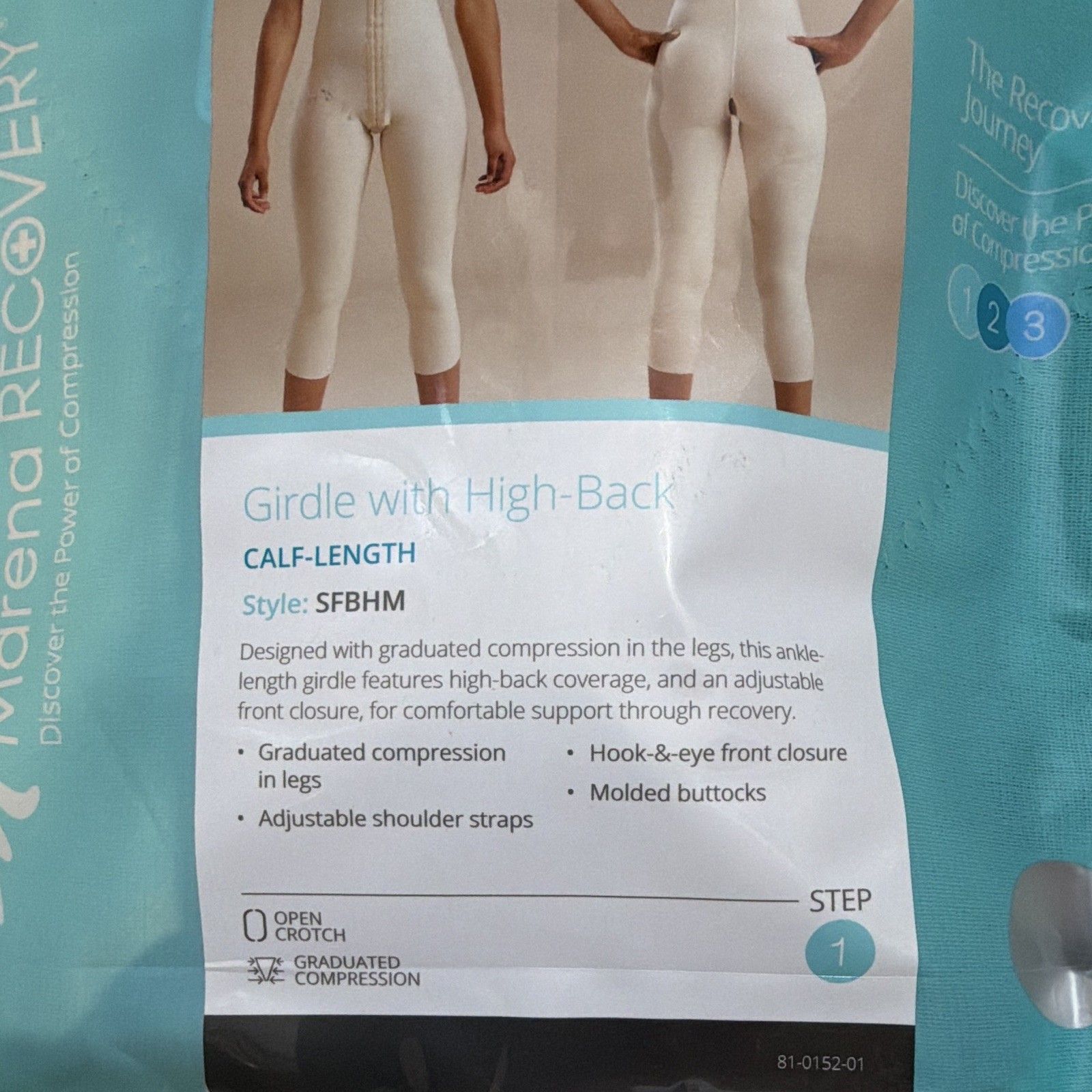Marena Recovery Sfbhm Compression Bodysuit Xl Beige Hook & Eye Open Crotch Calf — image 4 of 6